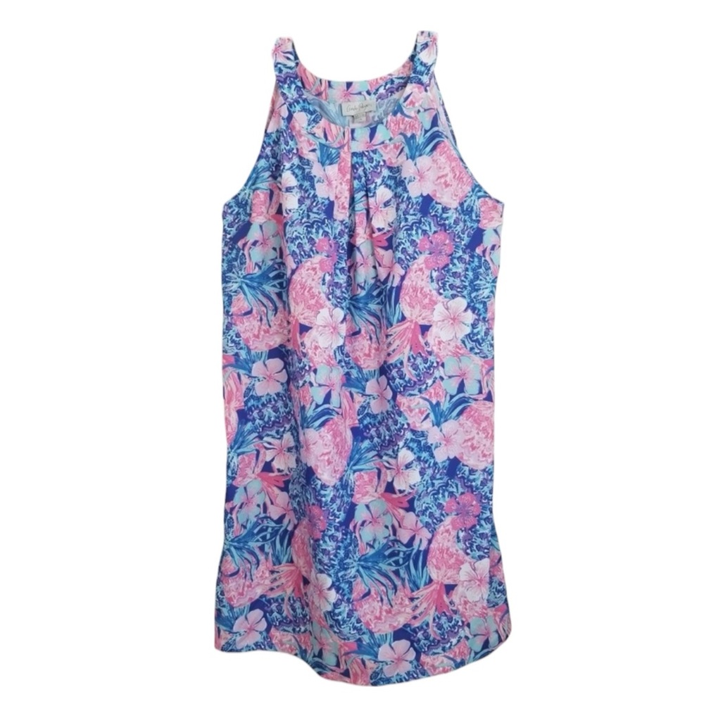 CHARLIE PAIGE NWT Floral Tank Swing Mini Dress in Blues/Pinks Size Medium — NWT - Picture 2 of 7